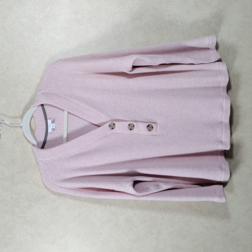 H161 J. Jill pink sweater knit waffle weave sweater XL